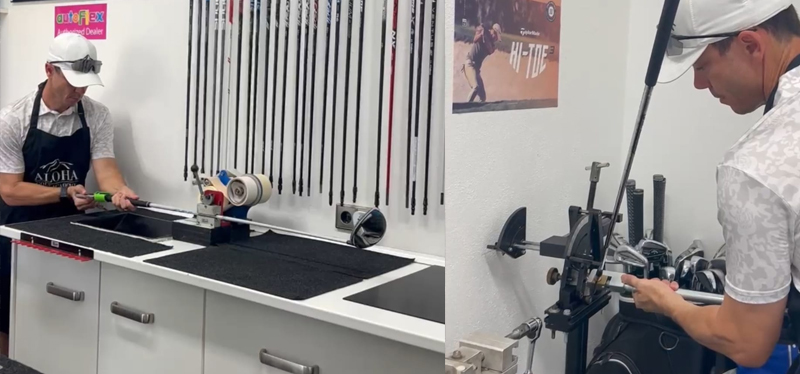 Cambio de grips de golf en el taller de Aloha Golf Pro Shop