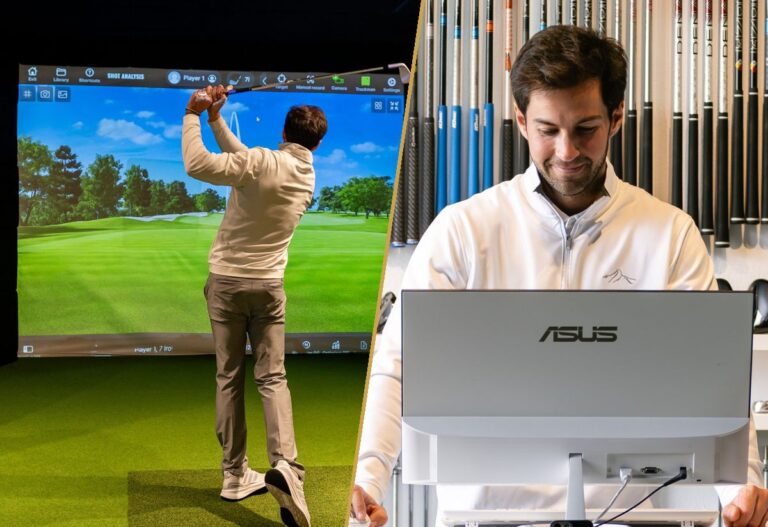 Simulador de golf y clubmaker configurando palos a medida en Aloha Golf Pro Shop